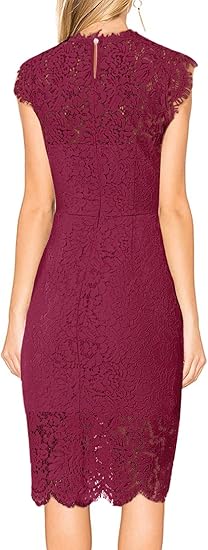 MEROKEETY Sleeveless Lace Floral Elegant Cocktail Dress
