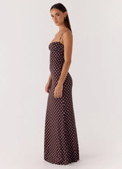 Vamonos Maxi Dress - Chocolate Blue Dot