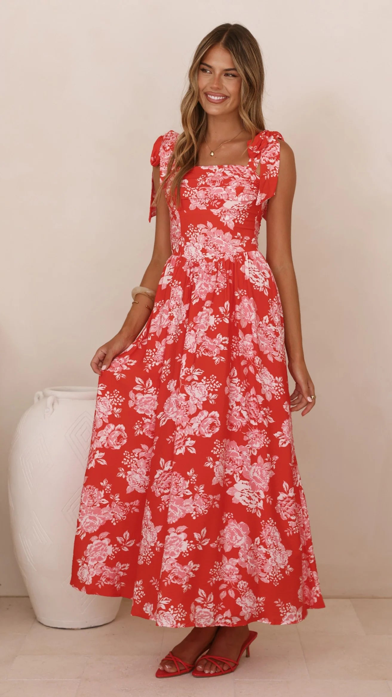Haisley Maxi Dress - Red Floral
