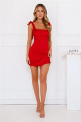 Too Much Fun Satin Mini Dress Red