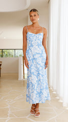 Margie Midi Dress - Blue Floral