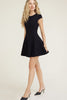 Godet Ponte Mini Dress-Jet Black