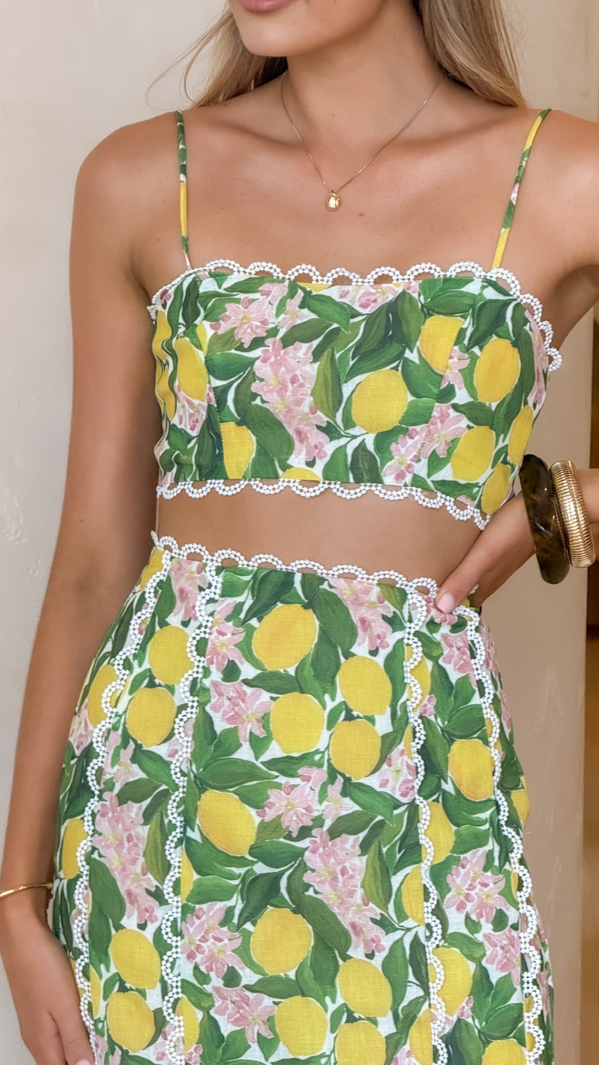 Nova Maxi Skirt - Lemon Print