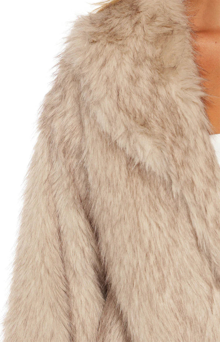 It Girl Sand Faux Fur Jacket