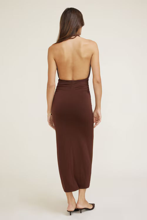 Sculpt Halter Cowl Neck Maxi Dress