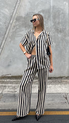 Essie Shirt - Black/Beige Stripe