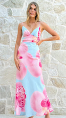 Scarlet Maxi Dress - Blue/Pink Floral