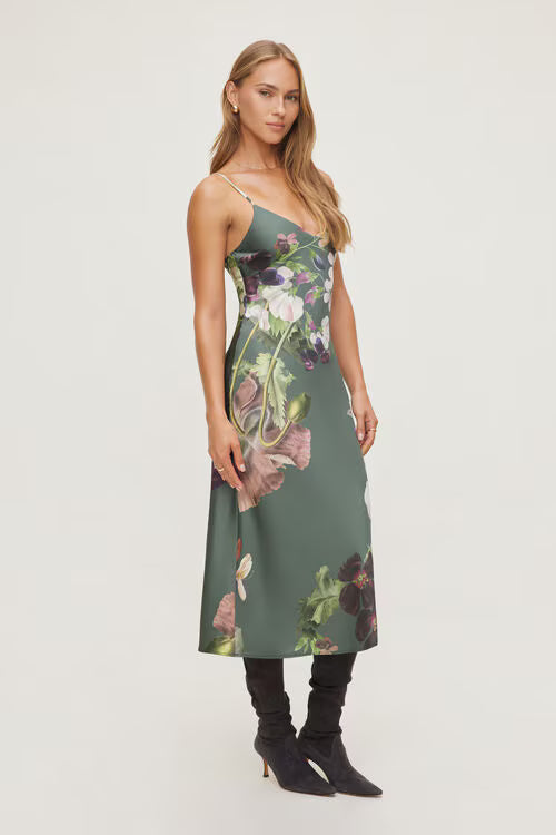 Aimee V Neck Maxi Dress-Dark Flowers
