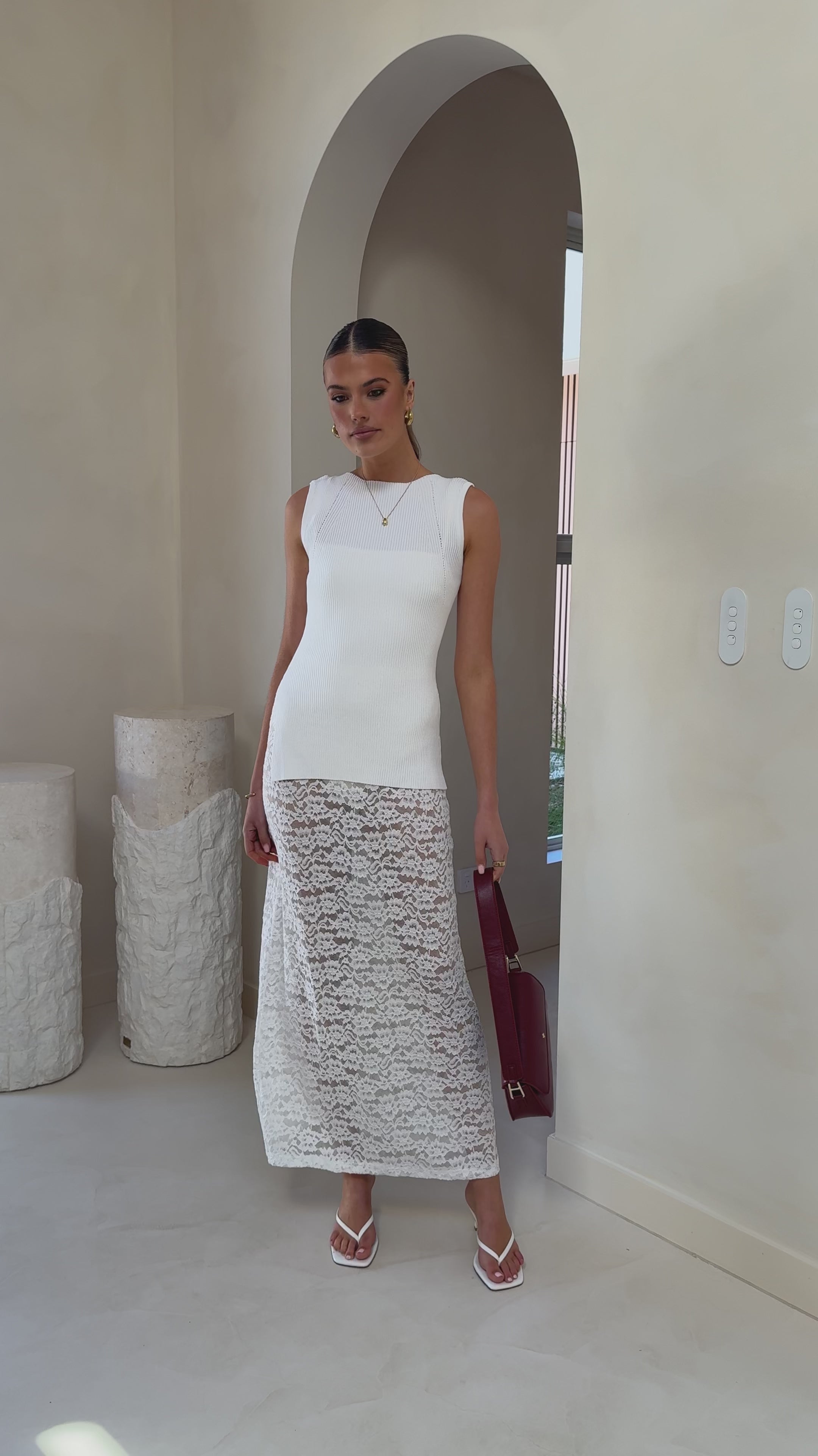 Harlene Lace Maxi Skirt - White