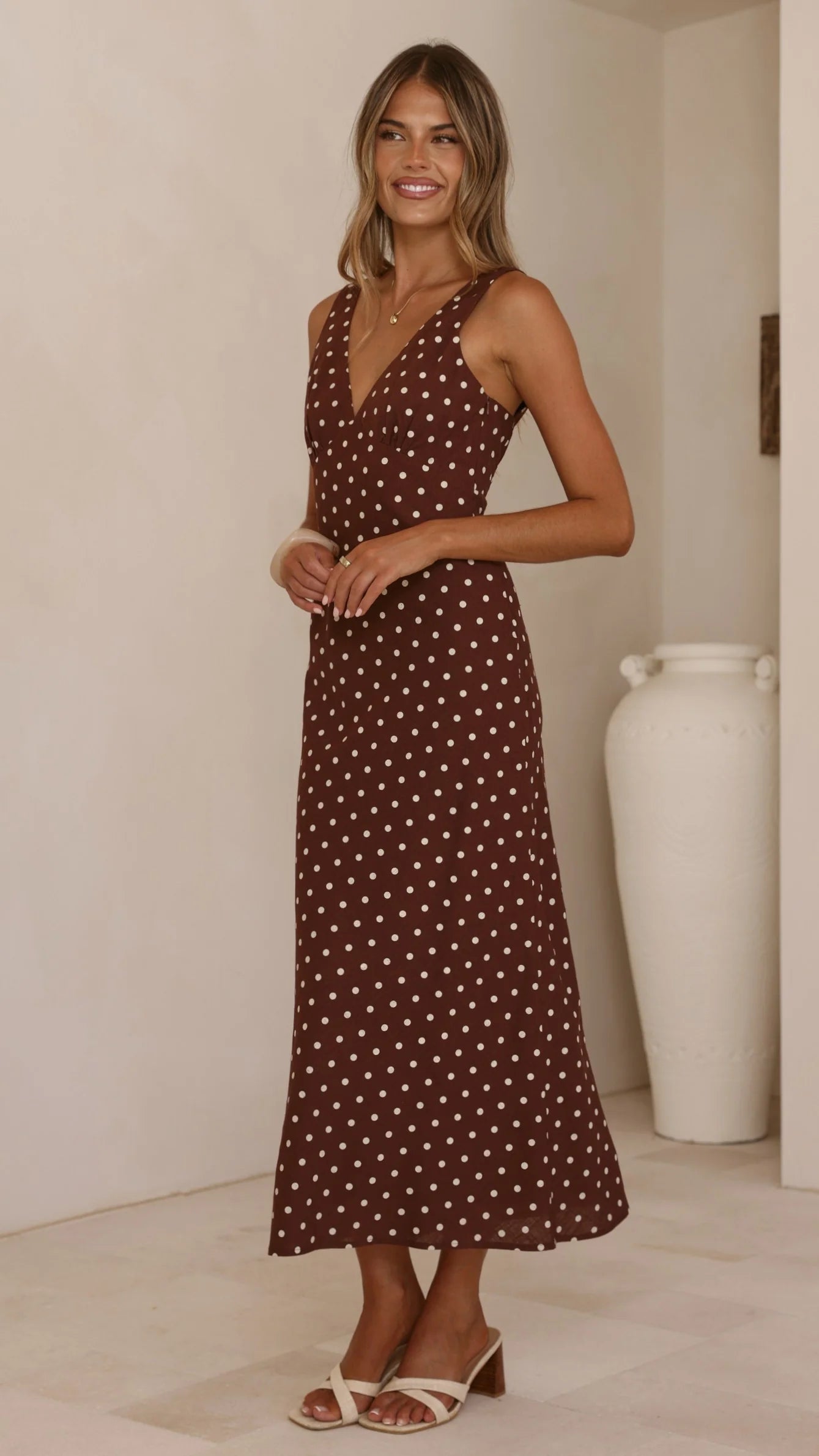 Sammie Maxi Dress - Chocolate/Nude Spot