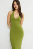 Sculpt Plunging Halter Maxi Dress-Guacamole Green
