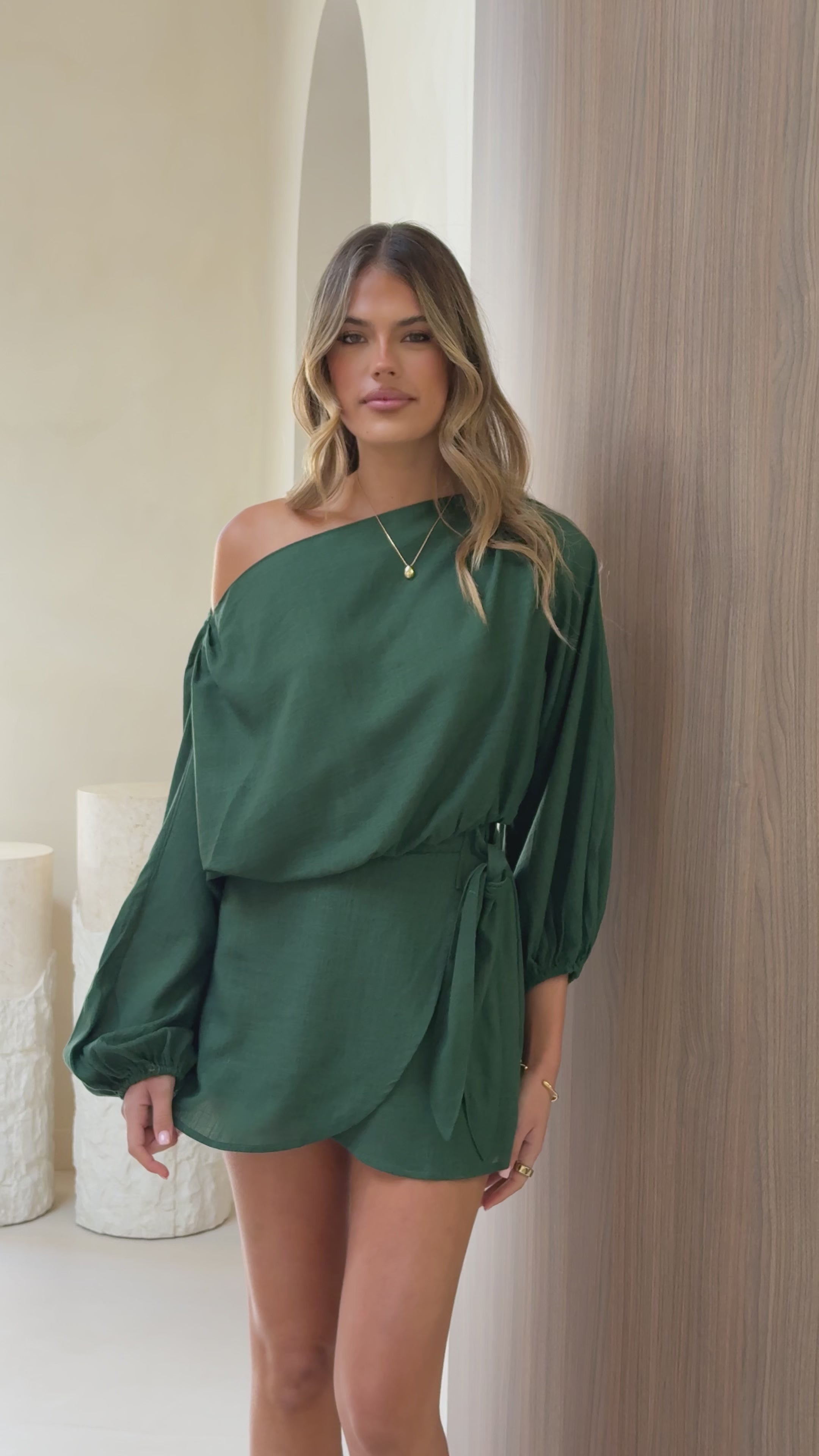 Katara Off Shoulder Top - Emerald Green