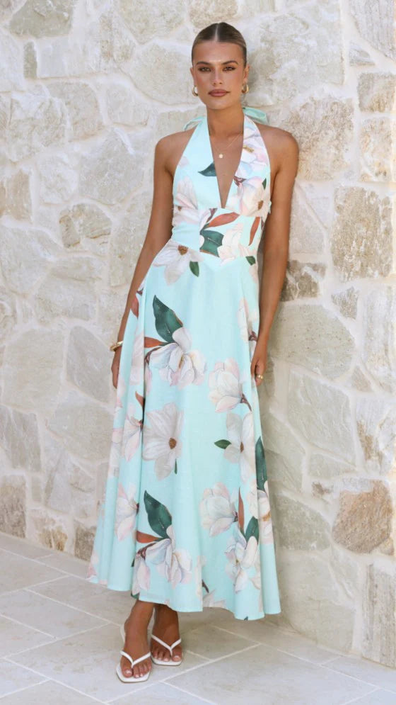 Skye Maxi Dress - Aqua/White Floral