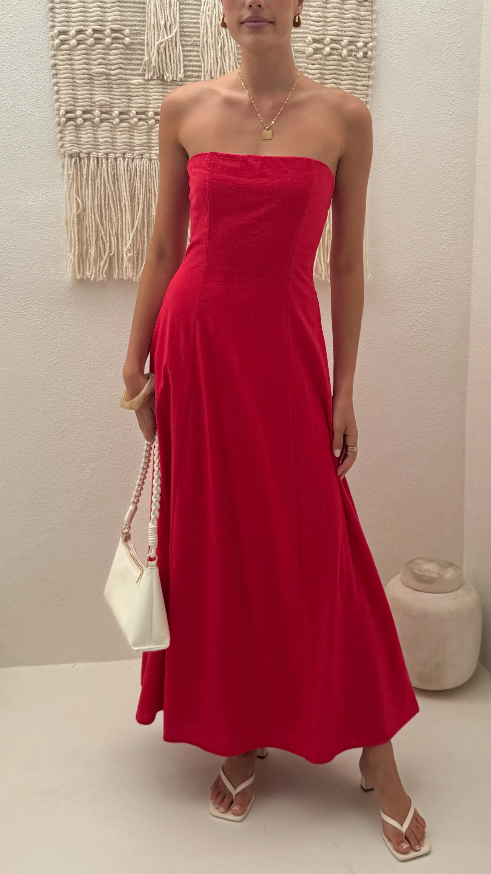Astrid Strapless Maxi Dress - Red