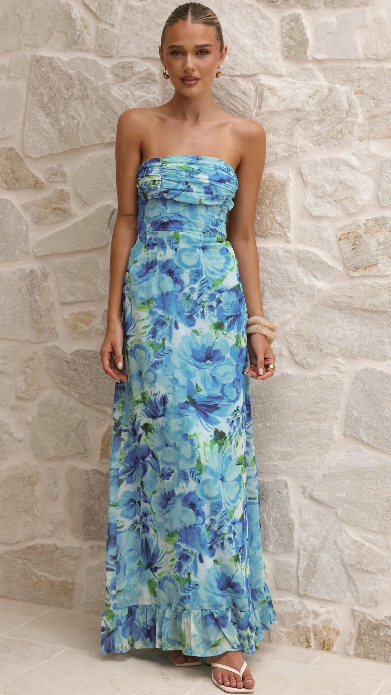 Mariposa Maxi Dress - Blue Floral