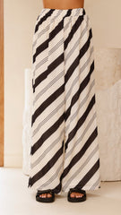 Torrey Wide Leg Pants - Black/Cream
