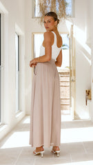 Avery Wide Leg Pants - Beige