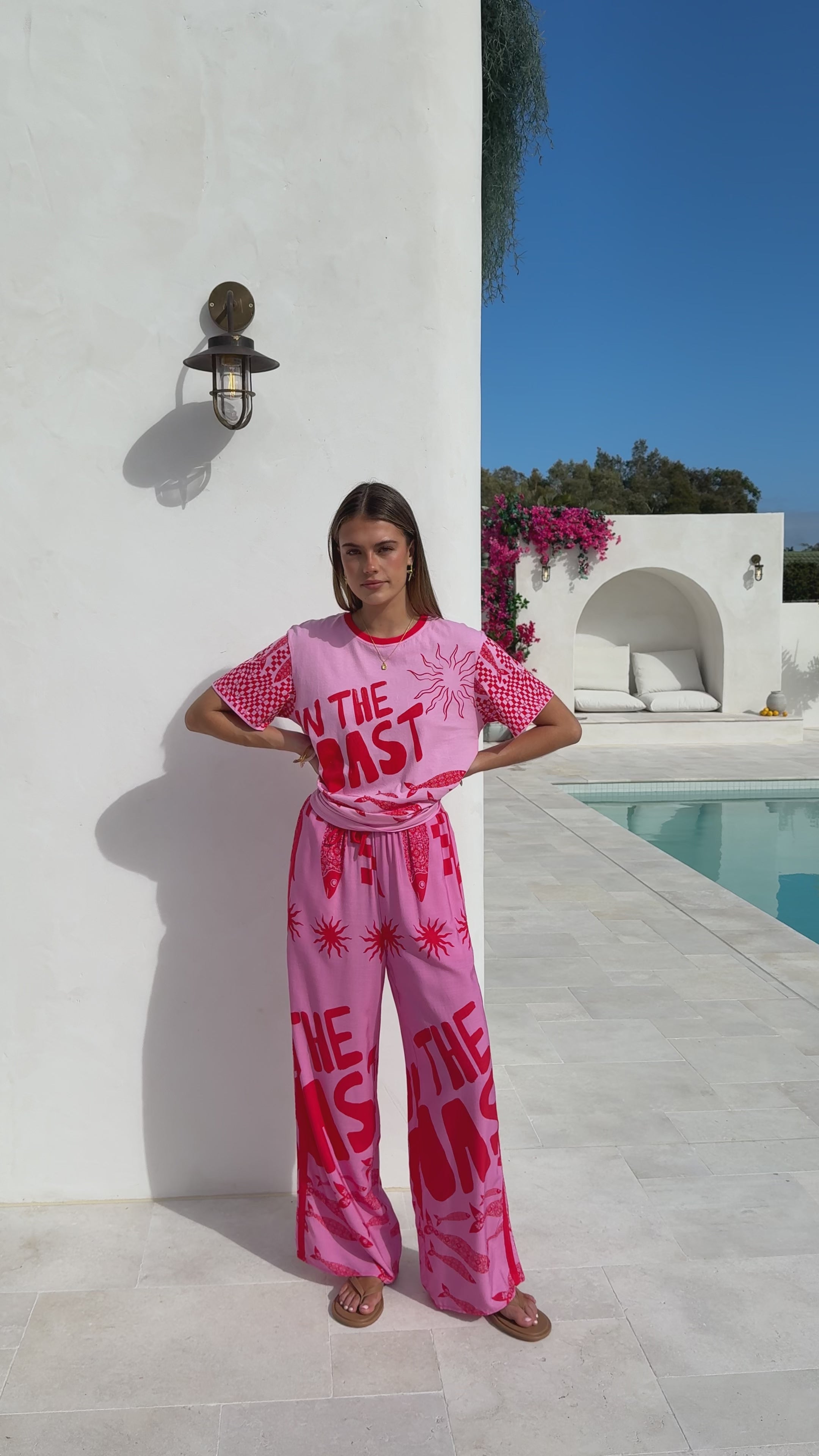 Kanya Pants - Pink/Red Tide