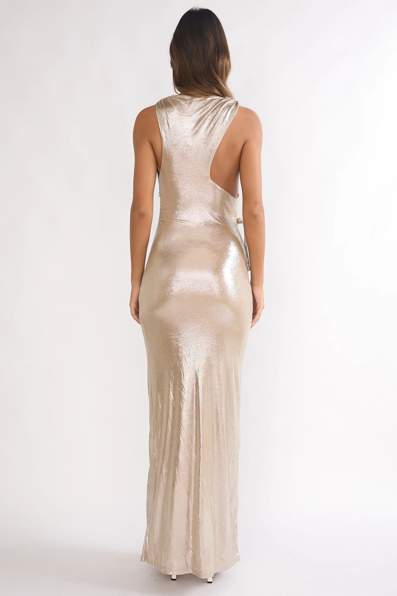 Lyrah Cowl Ruched Maxi Dress Champagne