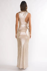 Lyrah Cowl Ruched Maxi Dress Champagne