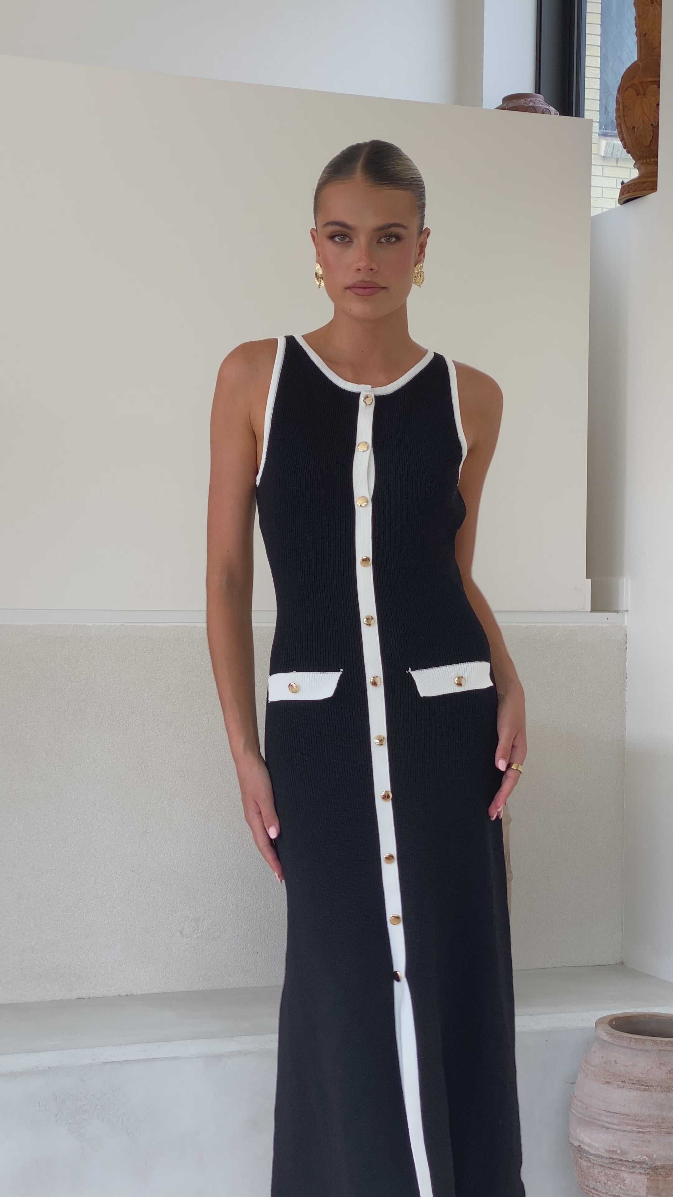 Antoinette Maxi Dress - Black/White
