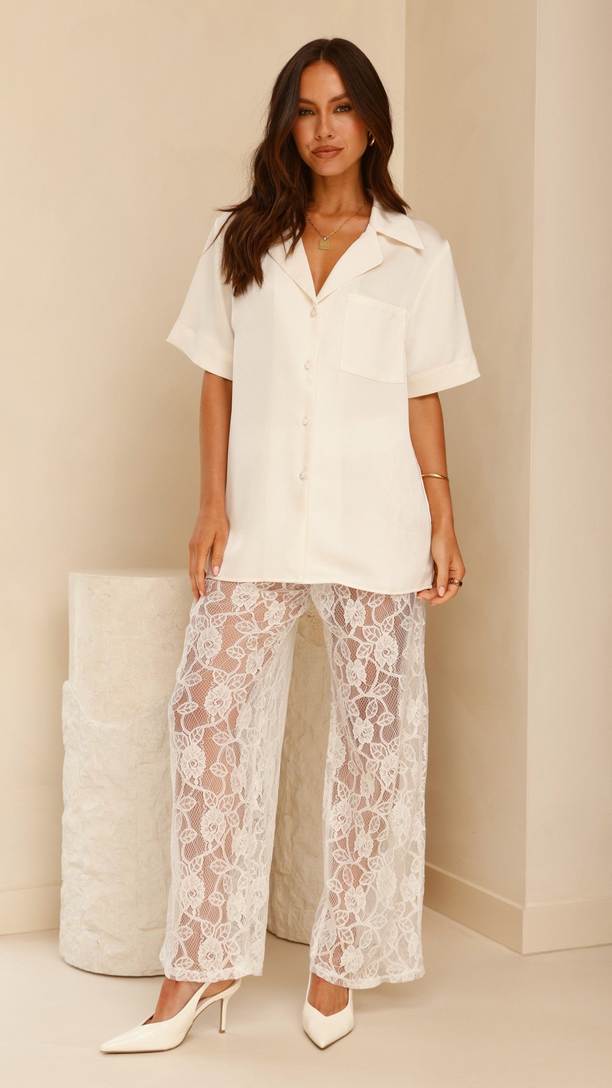 Baxter Pant - White Lace