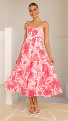 Gwynne Maxi Dress - Pink Print