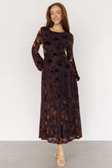Thora Velvet Dress | Deep Plum + Bronze