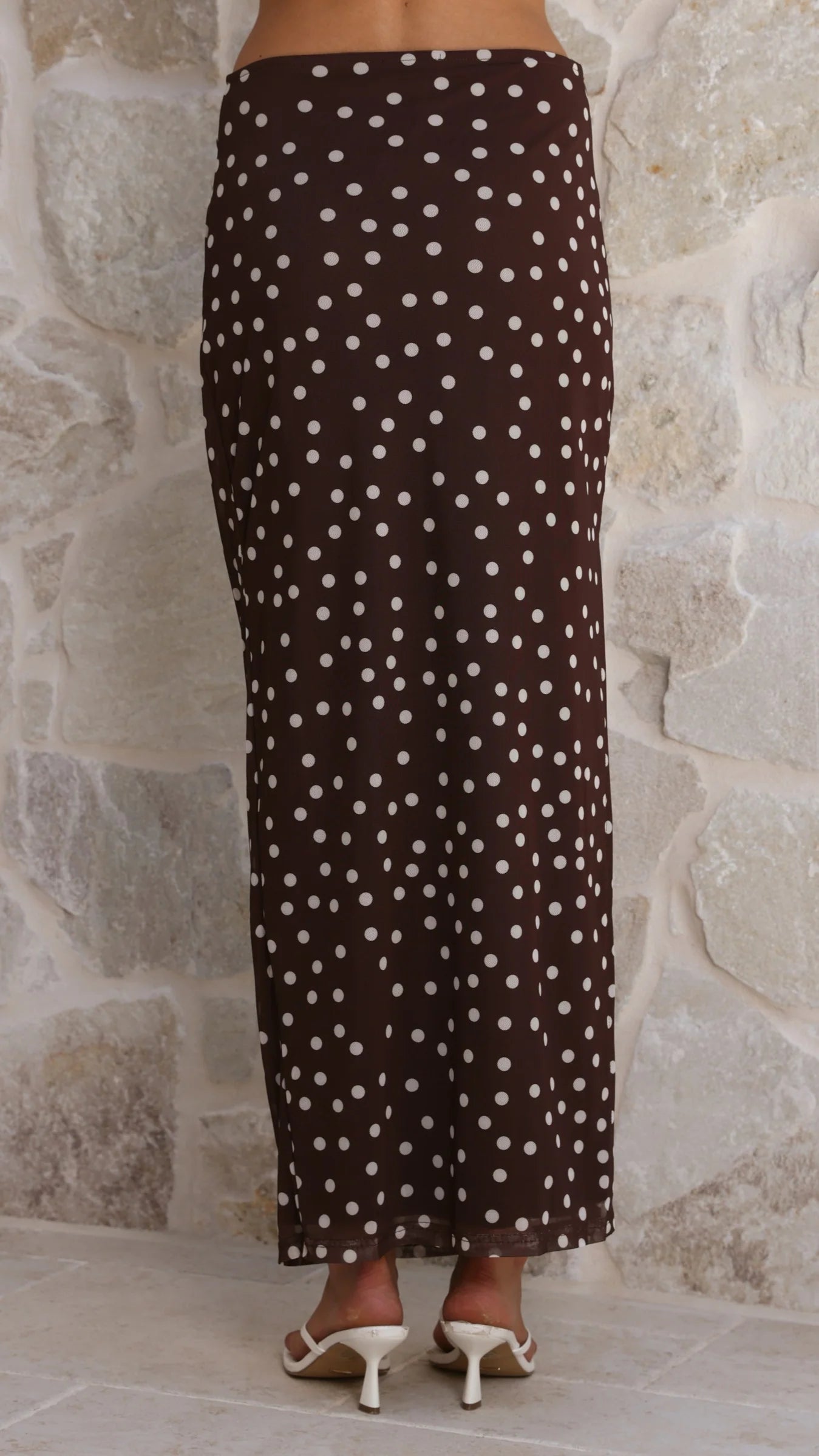 Janika Maxi Skirt - Chocolate/White Polka Dot