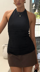 Ivy Halter Neck Top - Black