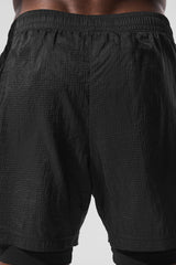 5" Game Time Ripstop 2-In-1 Short - Black/Black