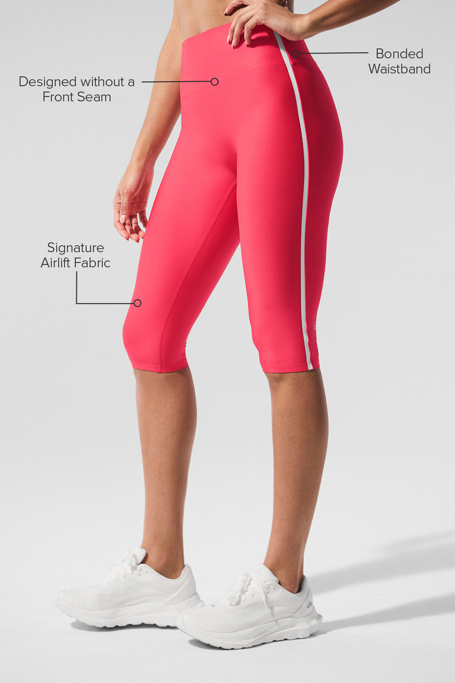 Airlift High-Waist Super Sleek Contrast Capri - Candy Red/White