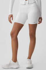 7" High-Waist Biker Short - White