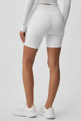 7" High-Waist Biker Short - White
