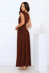 Sophisticated Simplicity Maxi Dress Brown