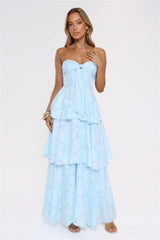 Frost Flare Strapless Maxi Dress Blue