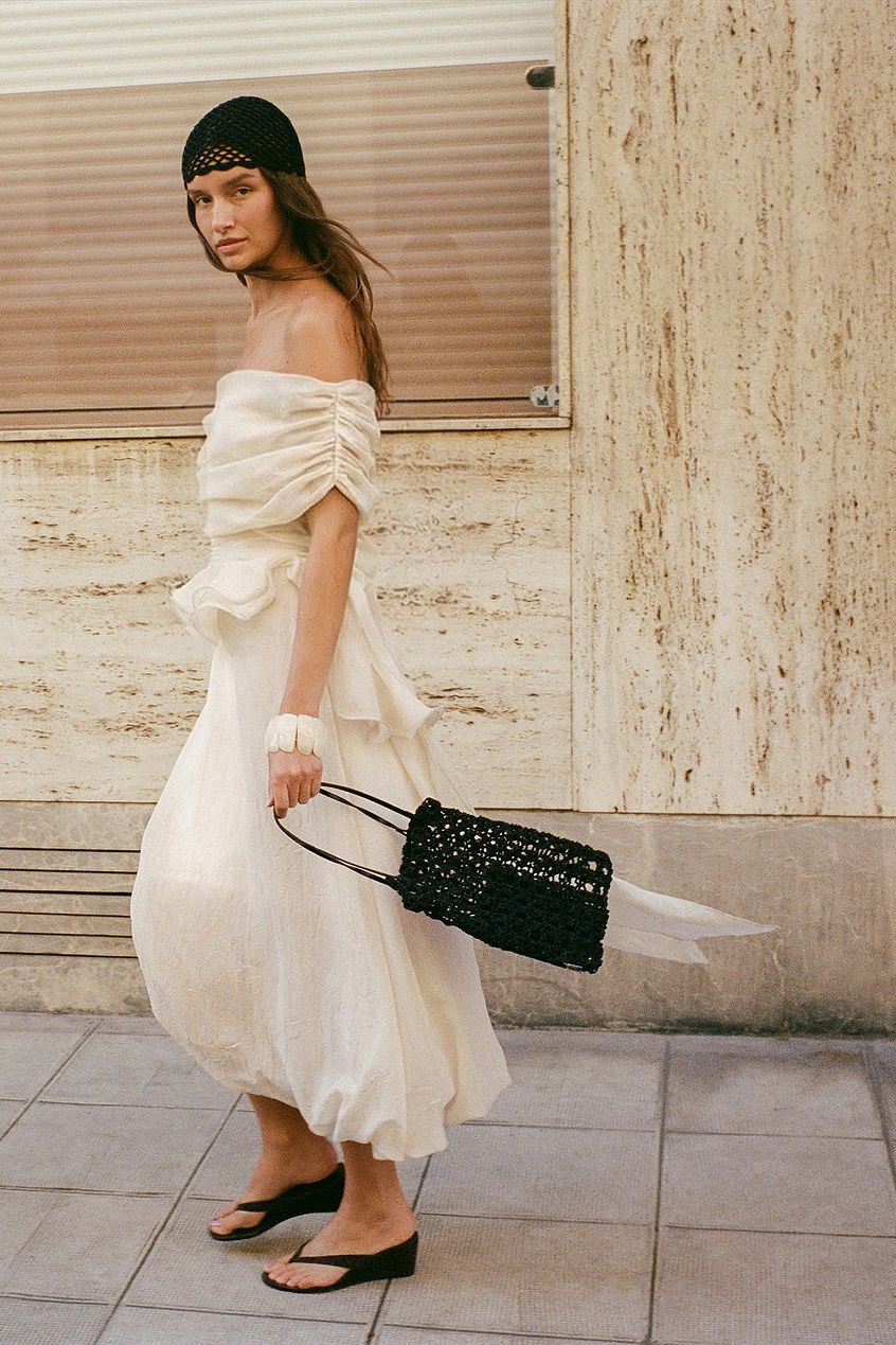 Sheer Off Shoulder Midi Dress