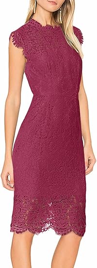 MEROKEETY Sleeveless Lace Floral Elegant Cocktail Dress
