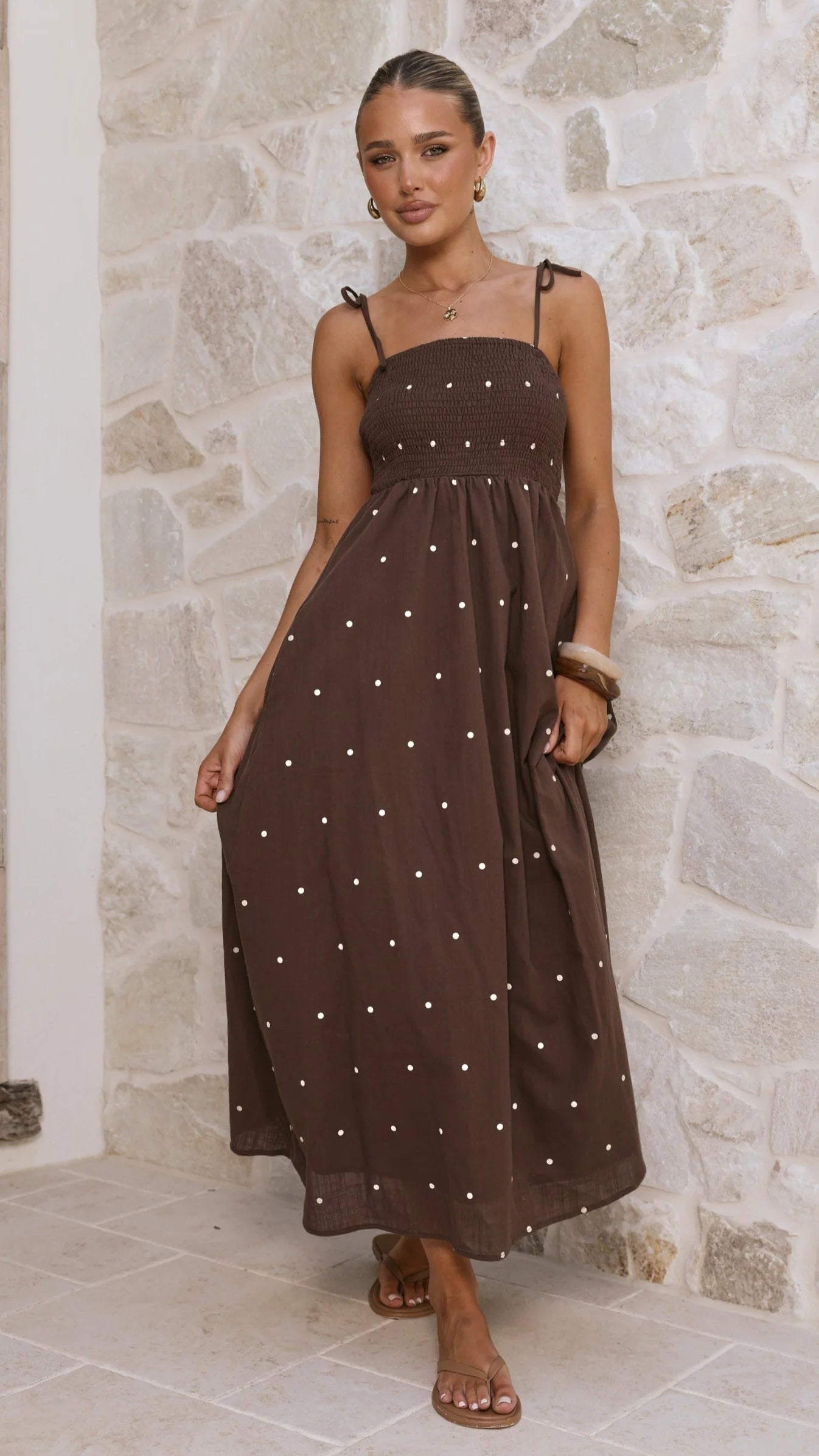 Tammy Maxi Dress - Chocolate Polka