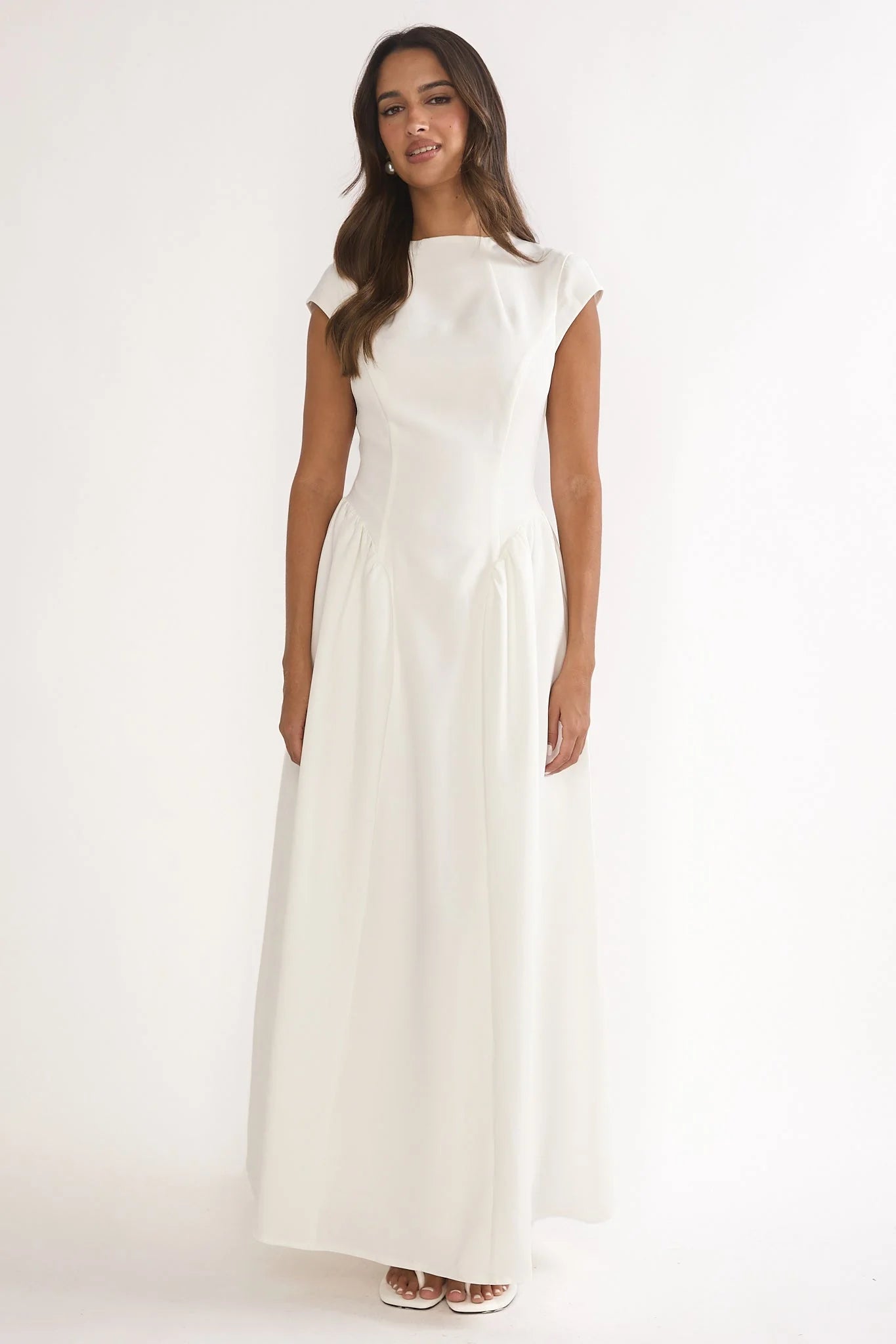 Lynnie Cap Sleeve Maxi Dress Cream