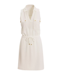 Beyond Travel Chic Drawstring Utility Dress Ivory Coast