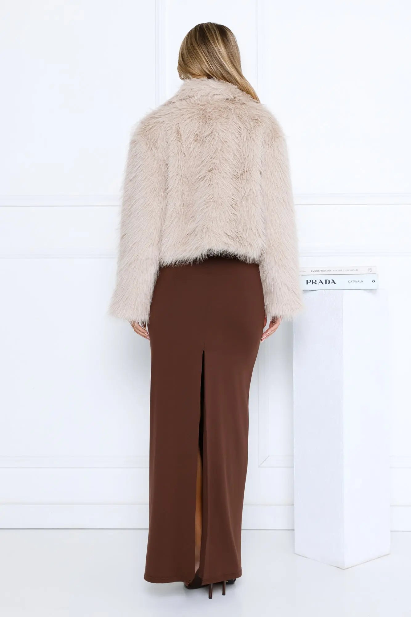 Night Spark Faux Fur Coat Beige