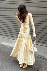 V-Neckline Draped Maxi Dress