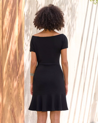 Beyond Travel One Shoulder Short Dress Jet Black
