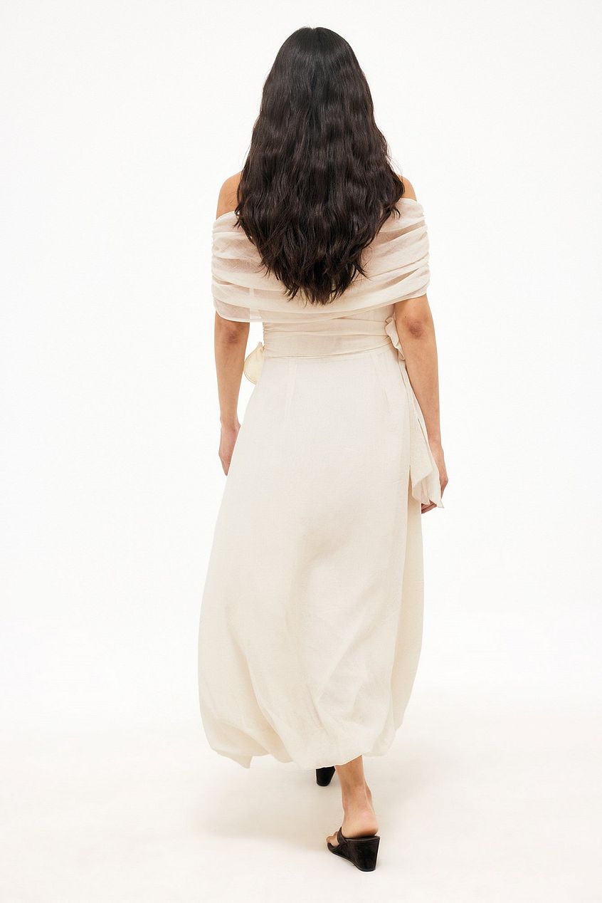 Sheer Off Shoulder Midi Dress